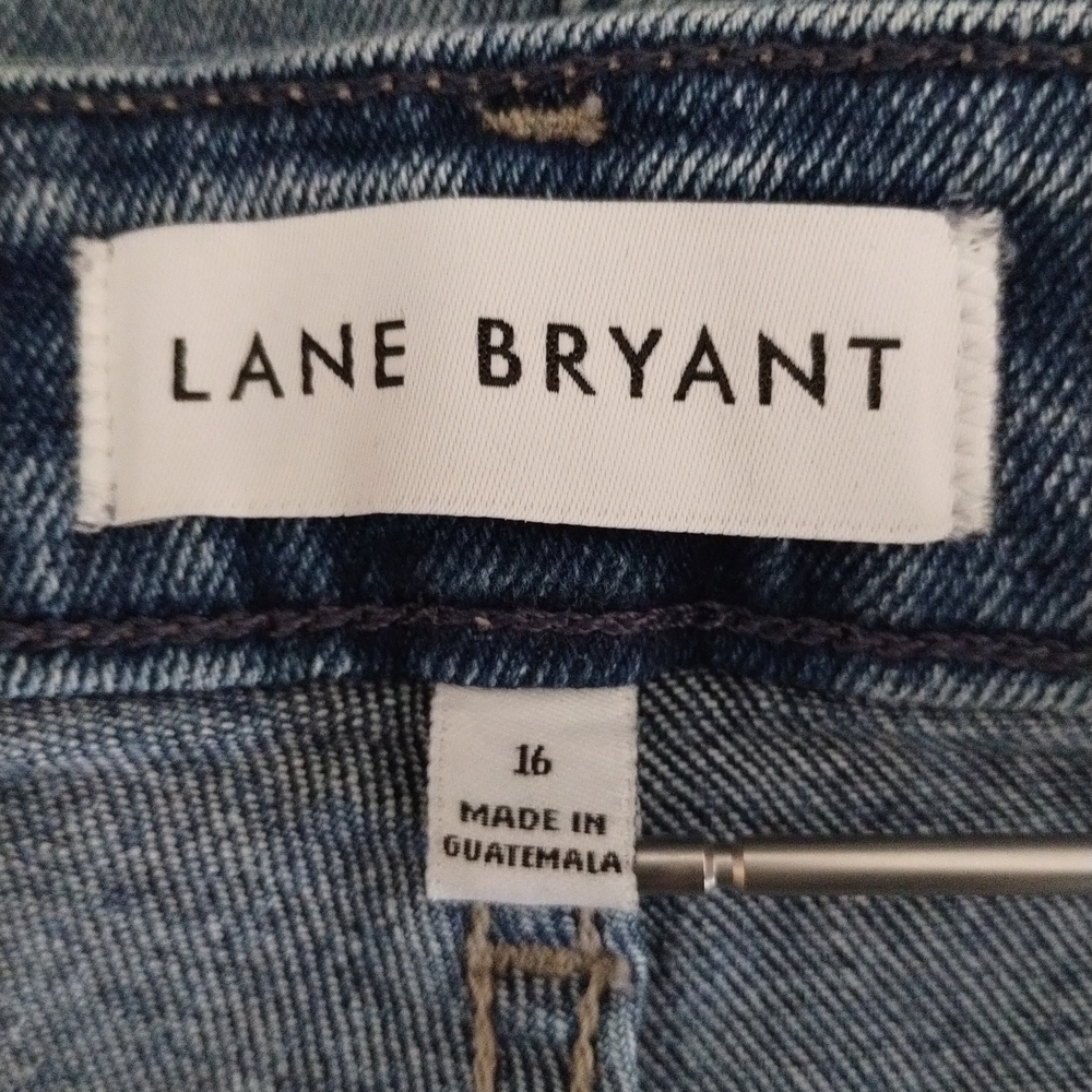 Lane Bryant Boyfriend Bermuda Distressed Blue Denim Shorts Plus Size View 3